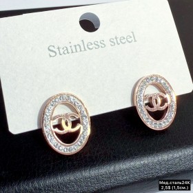 Сережки мед.сталь24К 10498 Застібка «цвяшки» (1,5см.)